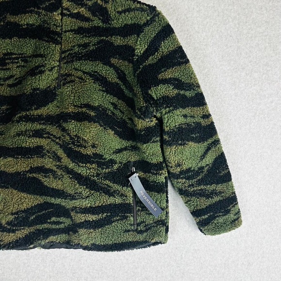 New GAP Boys Sz 12 Reversible Sherpa Quarter Zip Hoodie Jacket Camo Black NWT - Picture 3 of 11